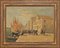 Luigi Pagan, Blick auf den Hafen von Chioggia mit Fischern, Mitte 20. Jh., Öl auf Leinwand, Gerahmt 1