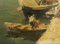 Luigi Pagan, Veduta del porto di Chioggia con i pescatori, metà XX secolo, Olio su tela, Incorniciato, Immagine 3