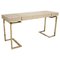 Modern Italian Travertine Top and Brass Chromed Base Console Table, 1970s, Image 1