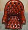 Vintage Brown Leather Oak Framed Director Chesterfield Captains Armchair 9