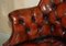 Poltrona Chesterfield vintage in quercia e pelle marrone, Immagine 11