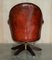 Vintage Brown Leather Oak Framed Director Chesterfield Captains Armchair 13