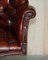 Vintage Brown Leather Oak Framed Director Chesterfield Captains Armchair 4