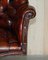 Vintage Brown Leather Oak Framed Director Chesterfield Captains Armchair, Image 4