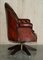 Vintage Brown Leather Oak Framed Director Chesterfield Captains Armchair 15