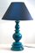 Lámpara de mesa china grande de cerámica esmaltada en turquesa, Imagen 2