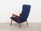 Fauteuil en Teck et Tissu Bleu, Danemark, 1970s 6