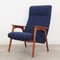 Danish Teak & Blue Fabric Armchair, 1970s, Image 1