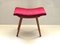 Mid-Century Red Fabric Footstool, 1970s, Image 1