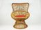 Italienischer Mid-Century Sessel aus Rattan & Binse mit Rotem Bezug 3