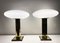 Lampade vintage in ottone e vetro opalino, set di 2, Immagine 4