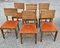 Art Deco Orange Fabric Chairs, Set of 6, Image 1