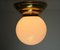 Lampada da soffitto in ottone con paralume in vetro opalino, Vienna, anni '30, Immagine 2