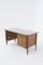 Vintage Italian Walnut Wood Brass and Glass Desk, Image 1