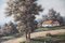 P. Wilson, Landscape with Rustic House and Wildflower Meadow, Oil on Canvas, Framed, Image 1