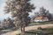 P. Wilson, Landschaft mit rustikalem Haus und Wildblumenwiese, Öl auf Leinwand, gerahmt 1