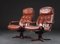 Danish Brown Leather Swivel Chairs, Set of 2 1