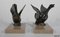 Patinated Metal and Marble Swan Bookends, 1930s-1940s, Set of 2 15