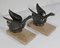 Patinated Metal and Marble Swan Bookends, 1930s-1940s, Set of 2 5