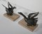 Patinated Metal and Marble Swan Bookends, 1930s-1940s, Set of 2 4