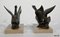 Patinated Metal and Marble Swan Bookends, 1930s-1940s, Set of 2 16