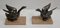 Patinated Metal and Marble Swan Bookends, 1930s-1940s, Set of 2 1