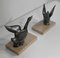 Patinated Metal and Marble Swan Bookends, 1930s-1940s, Set of 2, Image 3