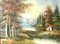 Pintura de paisaje forestal, óleo sobre lienzo, enmarcado, Imagen 1
