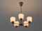 Swedish Modern Chandelier in Brass and Studded Opal Glass from Orrefors, 1950s, Image 12