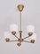 Swedish Modern Chandelier in Brass and Studded Opal Glass from Orrefors, 1950s 3