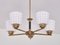 Swedish Modern Chandelier in Brass and Studded Opal Glass from Orrefors, 1950s, Image 5
