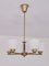 Swedish Modern Chandelier in Brass and Studded Opal Glass from Orrefors, 1950s 1