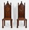 Antique Gothic Walnut Hall Chairs, 1850s, Set of 2 1