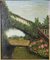 Neu San, The Flowered Bridge in the Garden, Oil on Canvas, Framed 7