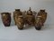 Large Antique Meiji Satsuma Moriage Vases and Burners, Japan, Set of 7 3