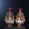 Porcelain & Gilded Vases in the style of Jacob Petit, Set of 2 1