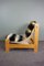 Vintage Danish Wood and Linen Lounge Chair, Image 4