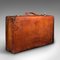 Large Antique English Leather Suitcase, Image 6