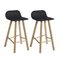 Low Back Black Leather Tria Stool by Colé Italia, Set of 2 9