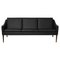 Black Leather Mr Olsen 3 Seater Walnut Challenger Sofa by Warm Nordic 1