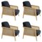 Vienna Beech Blue Lounge Armchair by Colé Italia, Set of 4, Image 1