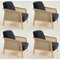 Vienna Beech Blue Lounge Armchair by Colé Italia, Set of 4, Image 2