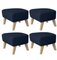 Blue and Natural Oak Sahco Zero Footstool from By Lassen, Set of 4 2