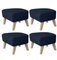Blue and Natural Oak Sahco Zero Footstool from By Lassen, Set of 4, Image 2
