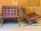 Bordeaux-Brown Barcelona Lounge Chairs by Ludwig Mies Van Der Rohe for Knoll International, Set of 2 2