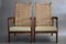 Mid-Century Modern Sessel aus Holz & Schilfrohr, 2er Set 1