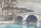 Aurèle Barraud, puente parisino, años 50, acuarela, enmarcado, Imagen 1
