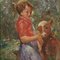 Italian Artist, Girl with a Calf, Mid-20th Century, Oil on Board 12