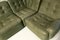 Patchwork Olive Green Patinated Leather Modular Sofa, 1970s, Set of 6 4