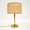 Vintage Brass Table Lamp with Rattan Shade, 1960s, Image 2